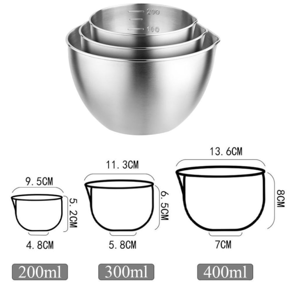 Teräväsuuiset kulhot, mittakaavallinen astia 400ml 400ml 400ml