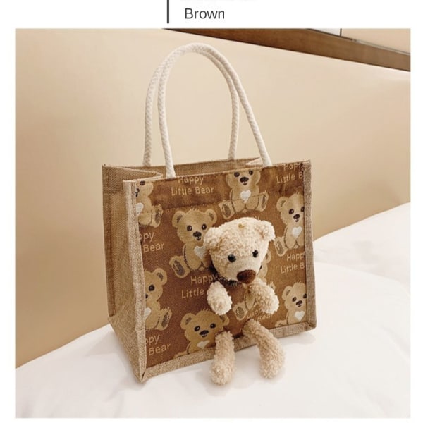 Bear Shopping Bag Lille Håndtaske BRUN brown