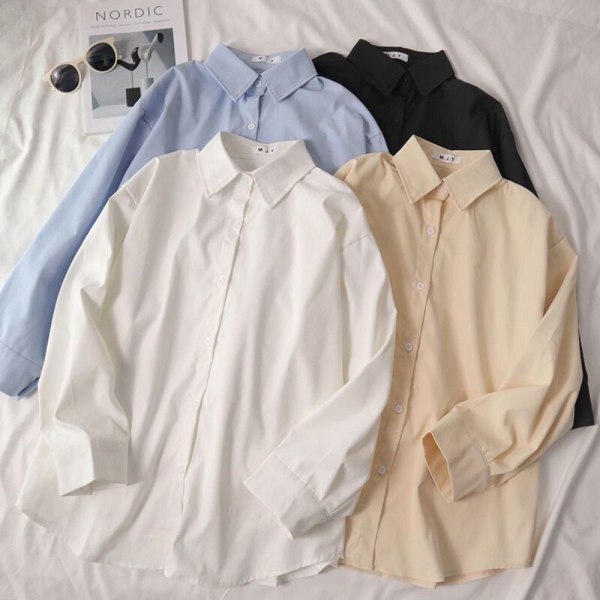 Hvid løs skjorte damebluse BEIGE XL Beige XL