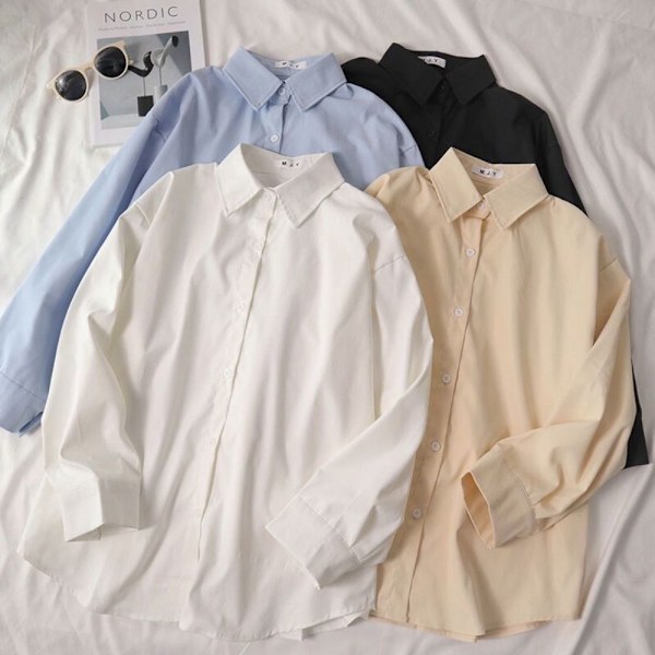 Hvid løs skjorte damebluse HVID M White M