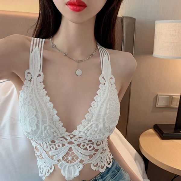 Sexig spets Camisole Hollow Out Camisole GUL Yellow