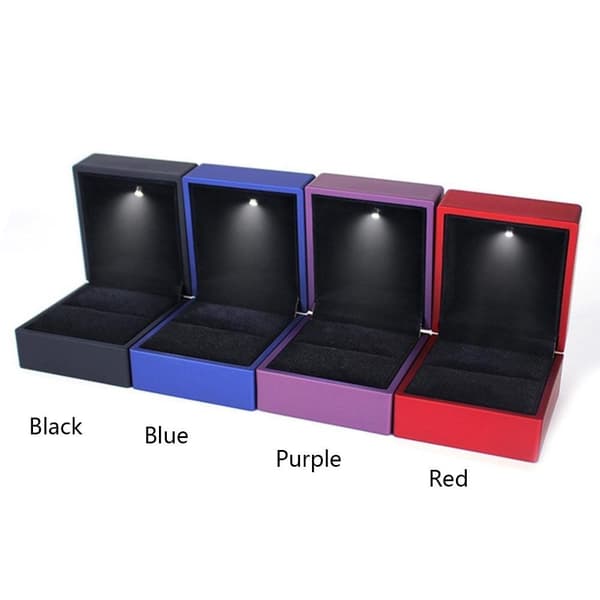 LED Lys Ring Æske Forlovelsesring Æske SORT Black