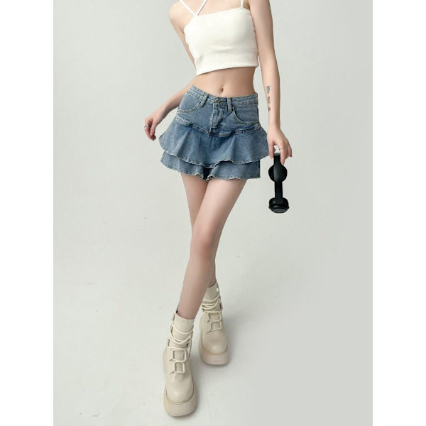 Mini Skjørt Denim Skjørt L L