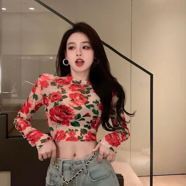 Pitkähihainen T-paita Vintage Hottie Cropped Tops RED Red
