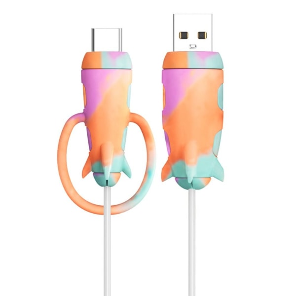 Kabelbeskytter Oplader Kabelbeskyttelsesdæksel Orange&Purple&Green USB to C-USB to C