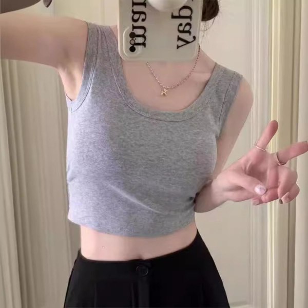 Kvinder Crop Tops Bralette Vest GREY S Gray S
