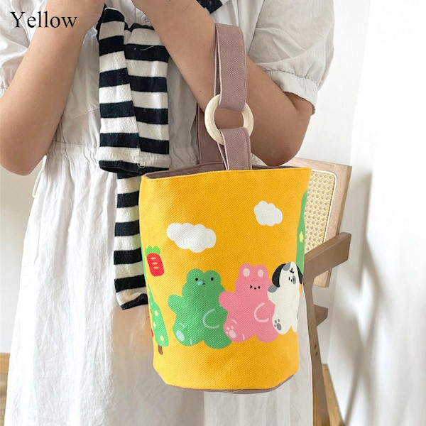 Canvas Handväskor Liten Bucket Bag GUL yellow