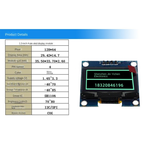 OLED-skärmskärm OLED-skärmkort OLED LCD-skärmmodul
