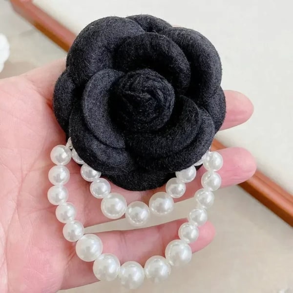 Camellia Flower Broche Pins Pearl Tassel Corsage PINK pink