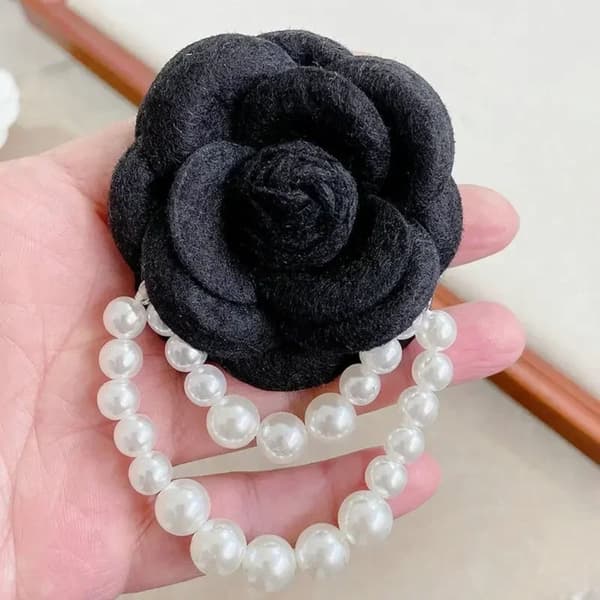 Kamelia Blomst Broche Nåle Perle Kvast Corsage GRÅ grey