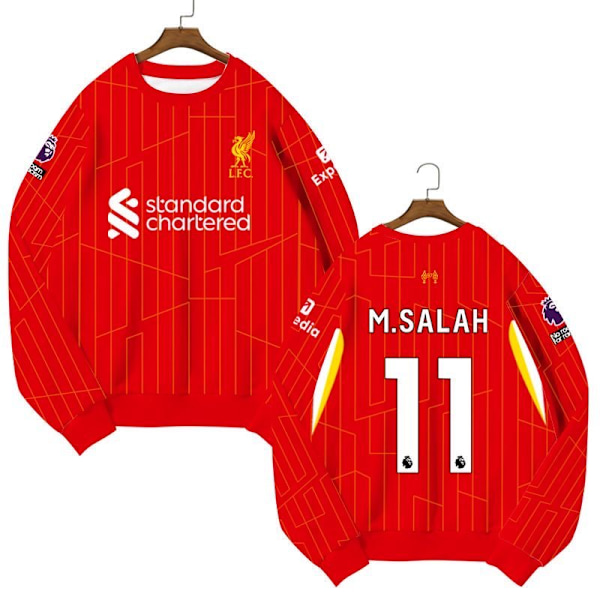 Liverpool fotballdrakt genser hettegenser for barn No.11 Salah Svart 110