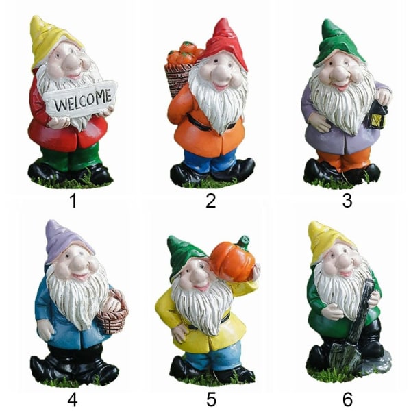 Mini Gnome figurer Miniatyr dverger Statue 2 2 2