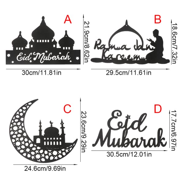 4 stk Eid Mubarak Henger Ramadan Dekor DIY Håndverk