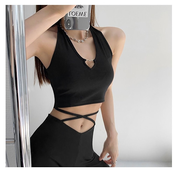 Cropped Top Strikket Tank Top LYS GRÅ Light gray