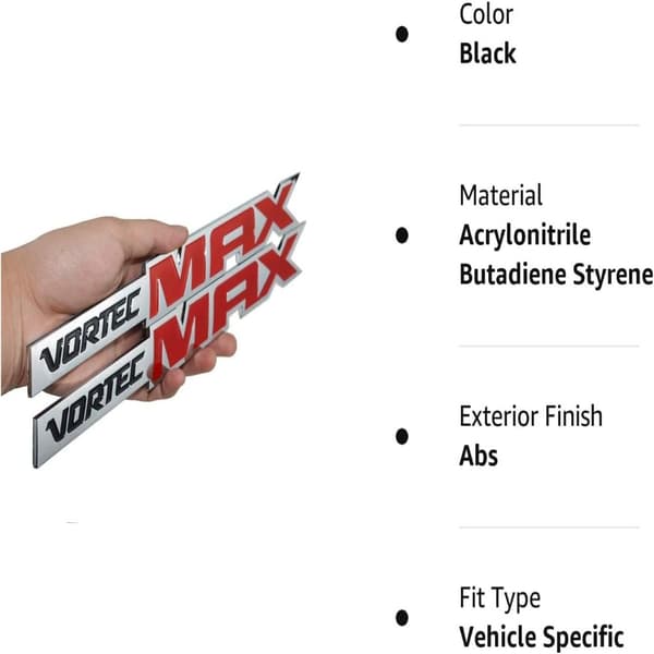 2 stk. Vortec MAX Bilemblemer Merker 3D Logo High Output Bil