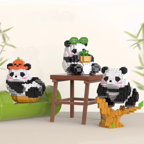 Panda Building Block Leksaker Monterade Leksaker 3 3 3