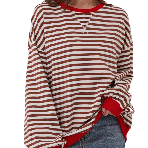 Dame oversize sweatshirt langærmet skjorte RØD L red L