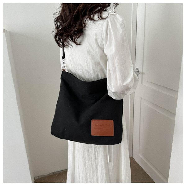 Lærreds skuldertaske Dame Tote Bag SORT Black