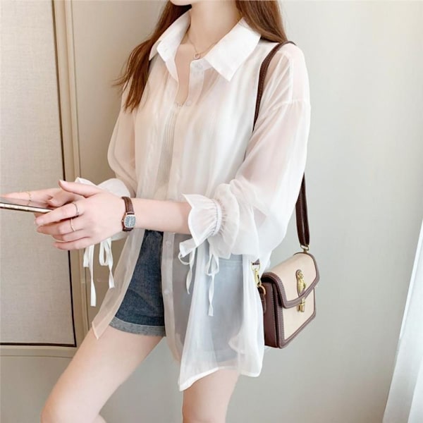Damebluse Chiffonbluse HVID M White M