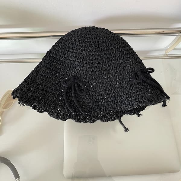 Strandhat med sløjfe, foldbar spandhat, BEIGE BEIGE Beige
