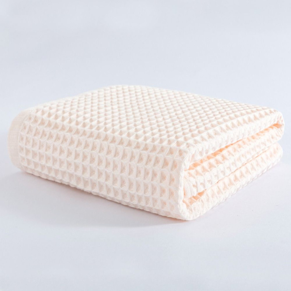 Bomuldsvaffelbadehåndklæde Ensfarvede håndklæder LYSEROSA light pink