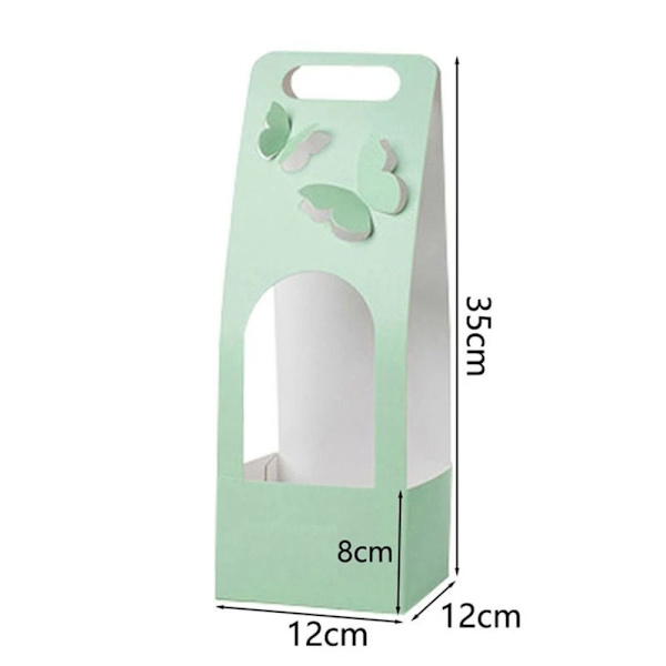 Sammenfoldelig blomsterkasse Buketindpakningskasse GRØN REKTANGULÆR Green Rectangular-Rectangular