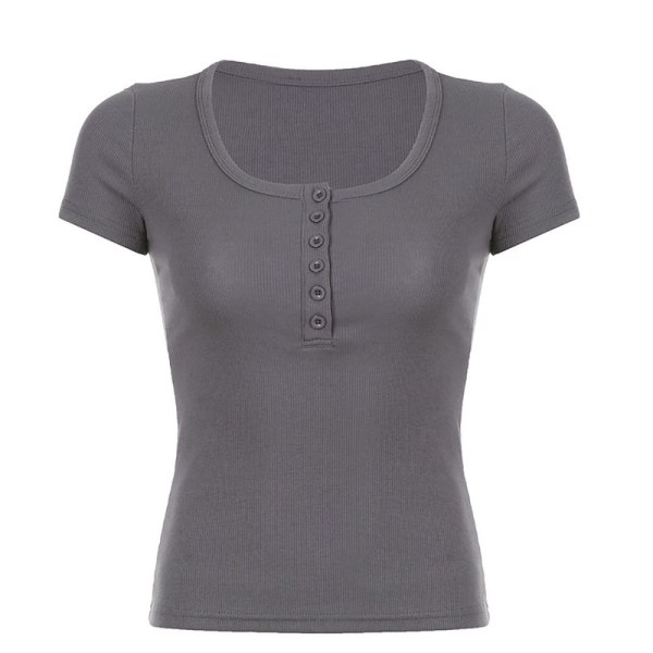 Kortärmade Crop Tops GRÅ L Gray L