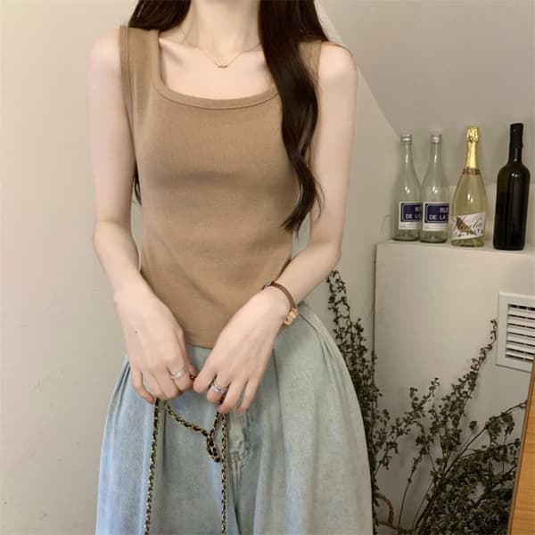 Kamel Strop Ærmeløs Tanktop Camel