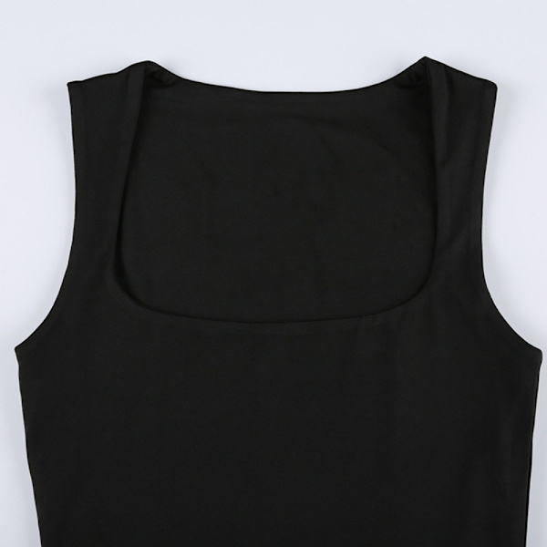 Square Neck Tight Fitting Top Enfärgad Linne M M