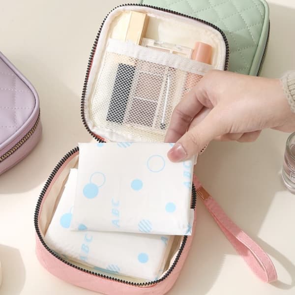 Sanitetsbind Opbevaringspose Mini Makeup Taske GRØN green