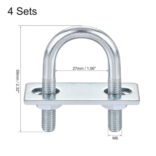 4st runda U-bultar Rund böjd U-klämma 4 SETSM8X31X90 M8X31X90 4 SetsM8x31x90