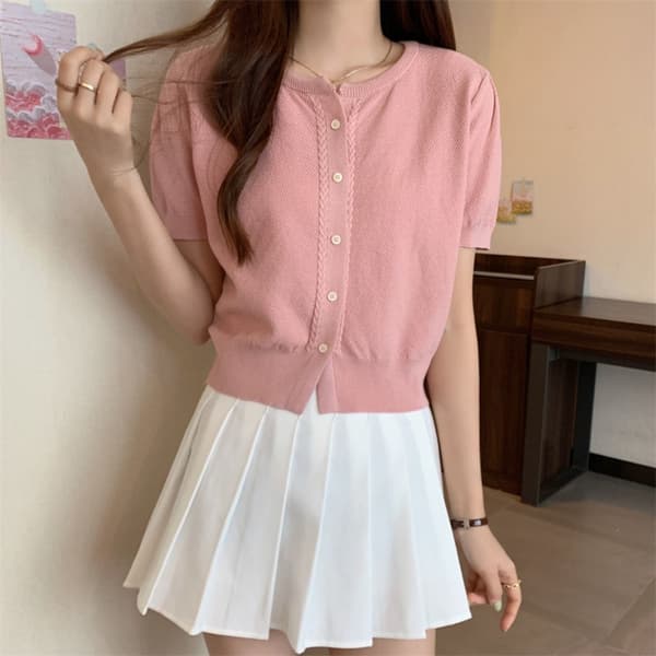 Stickad Slim Fit Kofta ROSA pink