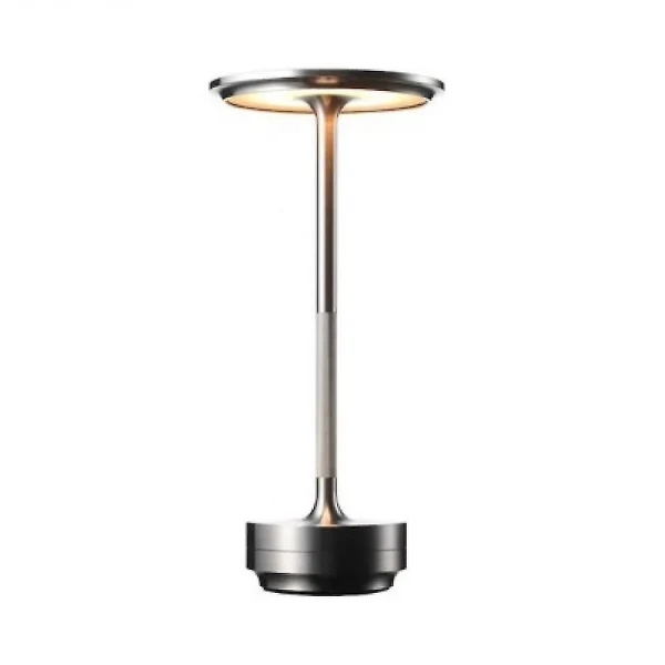 Wireless Desk Lamp Dimmable Metal USB Rechargeable Desk Lamp -1 PC-Perfect silver