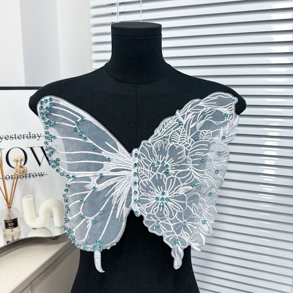 Butterfly Patch Clothes Patches HVIT A A White A-A