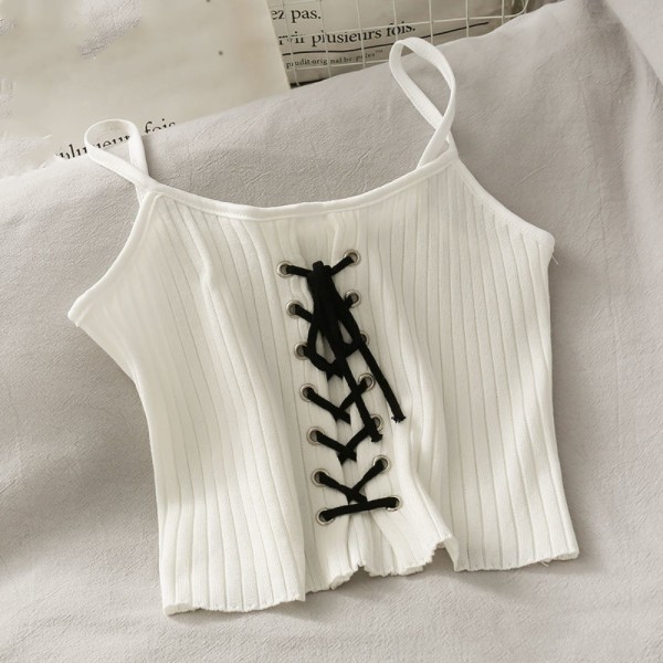 Crop Top Stickad Camis VIT white