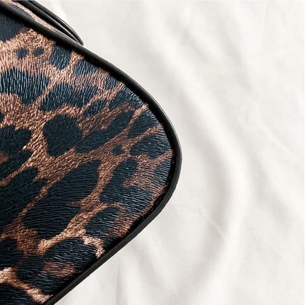 Leopard Handväska Läder Clutch Väska BRUN brown
