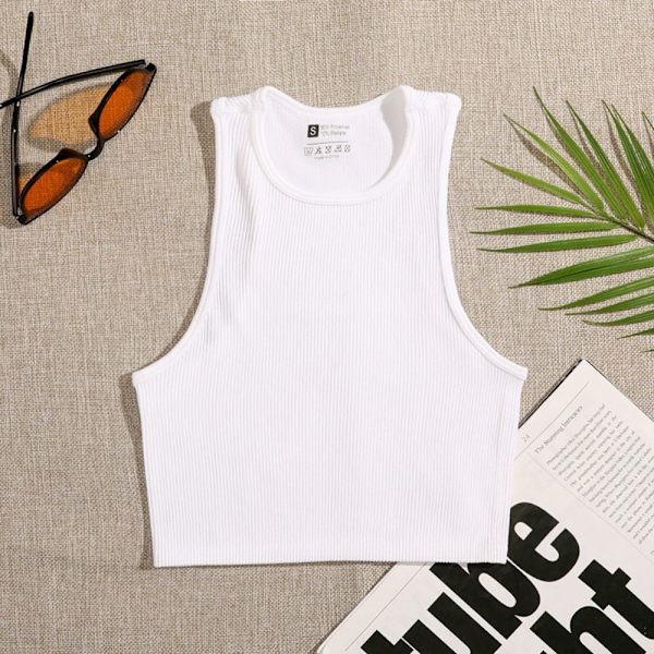 Kvinner Yoga Vest Sports Crop Tops WHITE S white S