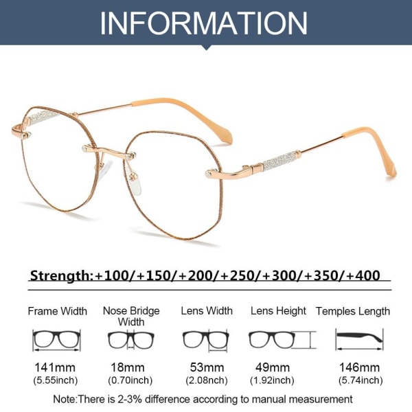 Lesebriller Ultralette briller GULL STYRKE 200 Gold Strength 200