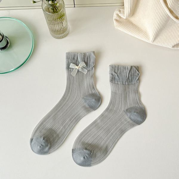 Bow Socks Mid Socks GRAY Gray