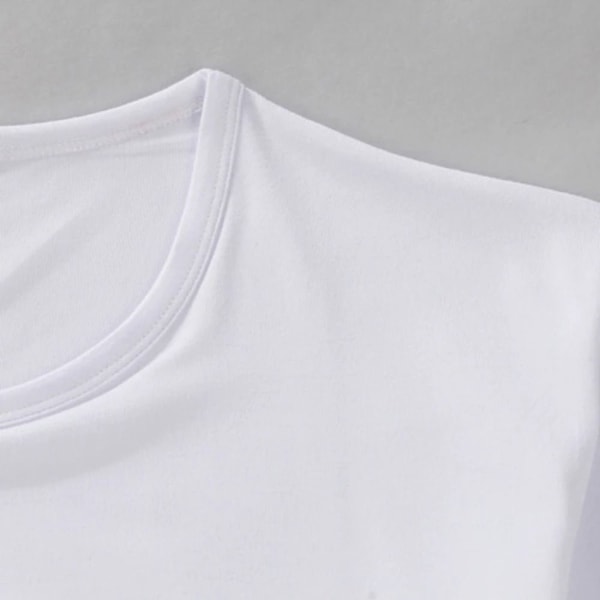 Hvid T-shirt med rund hals til mænd Plain Color Toppe XL XL