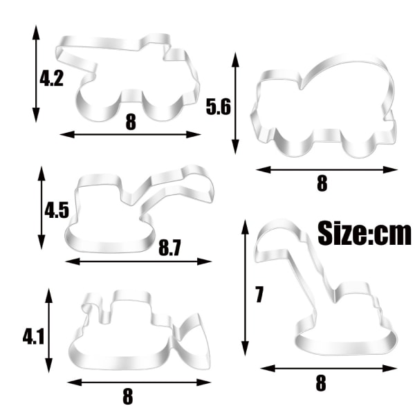 5 stk Kjeksform Cookie Cutters Modelleringsform