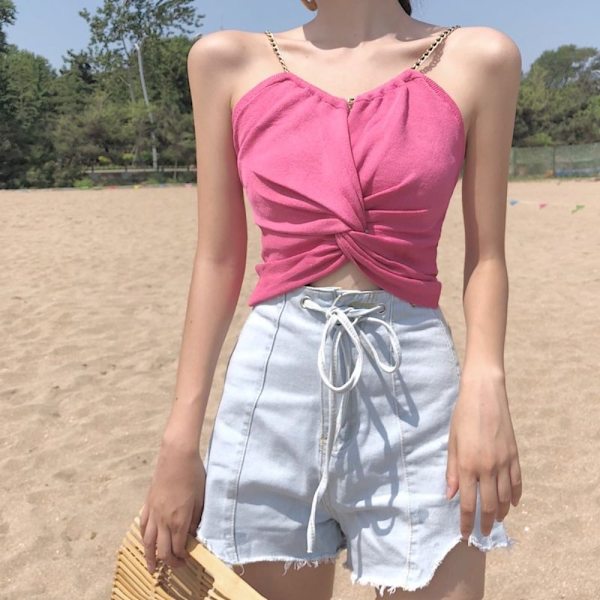 Strap Vest Outerwear Vest RED Red