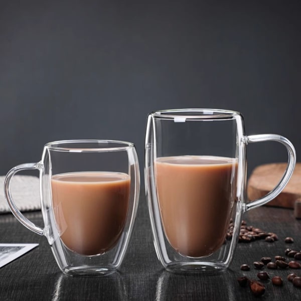 250ml/350ml/450ml dubbellagers glaskopp Transparent kaffekopp 450ml