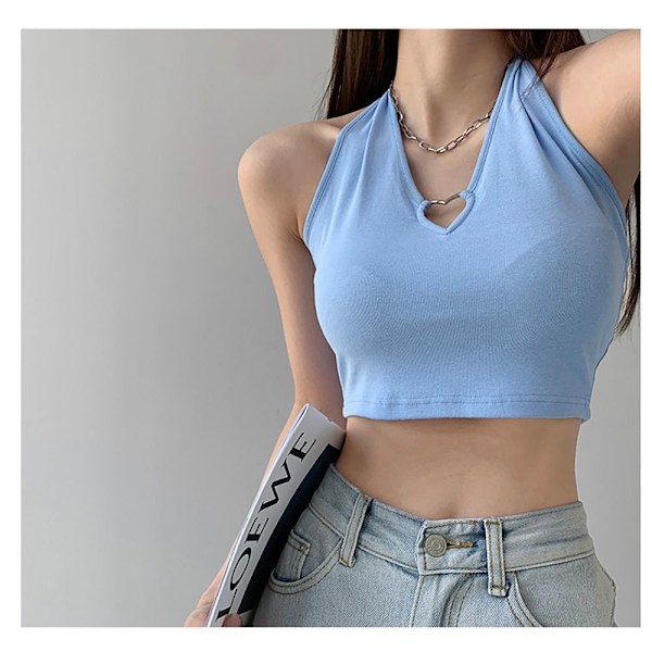Cropped Top Strikket Tank Top LYS GRÅ Light gray