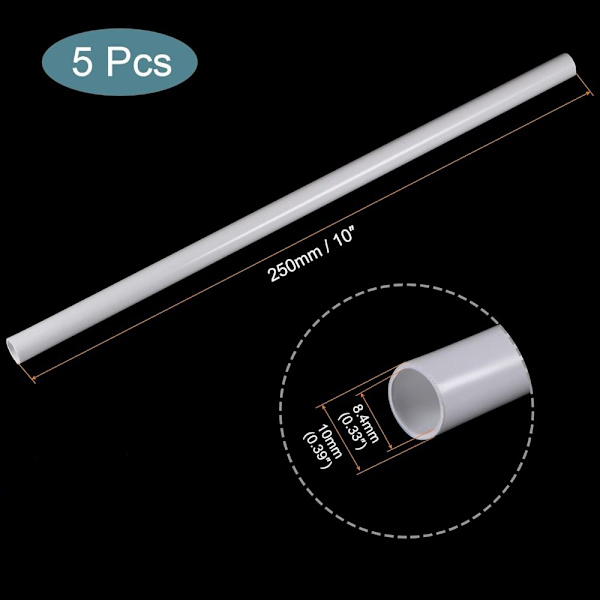 5 Stk Plast Model Rør ABS Rundt Rør 10MM 10MM 10mm
