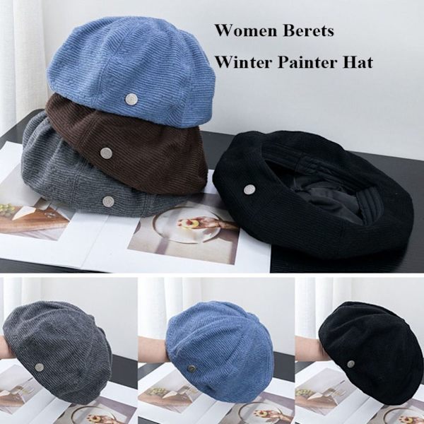 Dame Berets Vinterluer GRÅ Grey