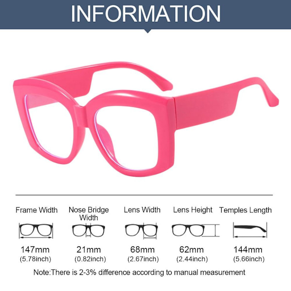 Anti-Blue Light Glasses Neliömäiset silmälasit ROSE RED Rose red