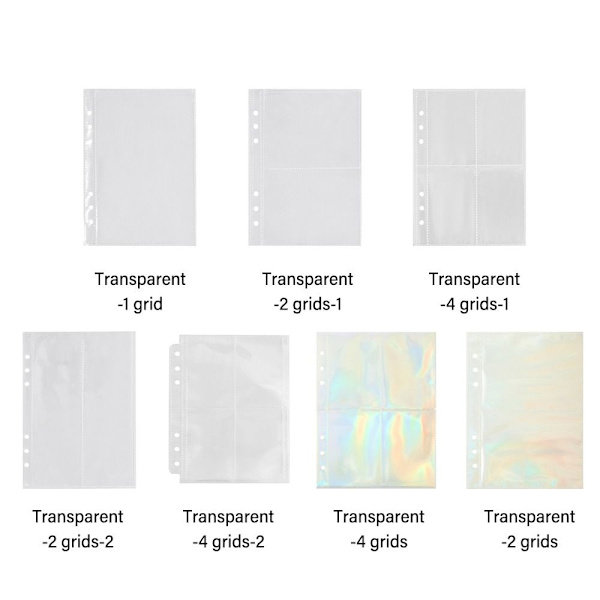 10 KPL:n irtolehtinen albumivalokuvakortti Albumikansio LÄKYVÄ 4 transparent 4 grids-1-4 grids-1