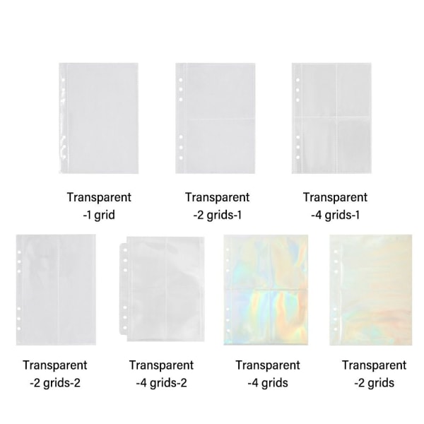 10 STK Løsblade Album Fotokort Album Binder TRANSPARENT 2 transparent 2 grids-1-2 grids-1
