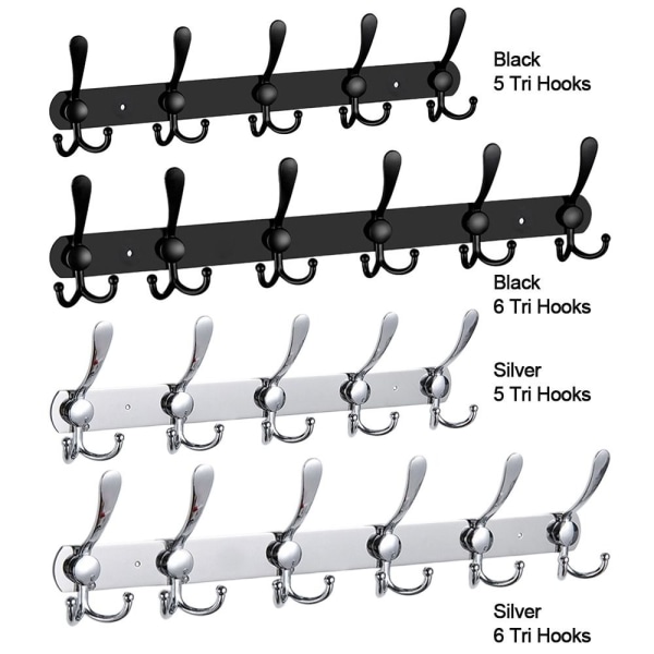Sovrumsförvaringshållare Hängställning SILVER 5 TRI KROKAR 5 TRI Silver 5 Tri Hooks-5 Tri Hooks